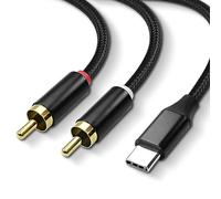 MEIRIYFA Câble USB de type C vers 2 RCA, type C vers 2 RCA connecteur phono mâle câble, PC USB C vers stéréo pour amplificateur, câble adaptateur de haut - parleur avec puce HiFi décodeur (2m)