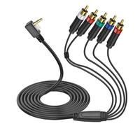 MEIRIYFA Compatible avec câble PSP AV pour PSP 2000 3000, HDTV HD Component Audio Video AV Câble adaptateur TV plaqué or (noir, 1,8 m)