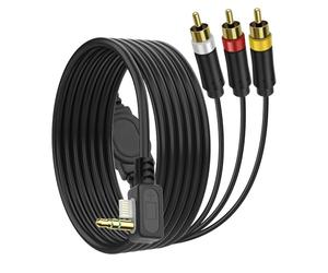 MEIRIYFA Compatible avec PSP AV Audio Vidéo 3RCA câble adaptateur pour PSP 2000 3000 HDTV HD Composant Audio Vidéo Câble de rechange (noir, 1,8 m)