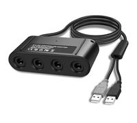 MEIRIYFA Controller Adapter for GC, Compatible with Switch Super Smash Bros NGC Adapter for WII U/PC USB & Switch with 4 Port/Turbo and Vibration Features