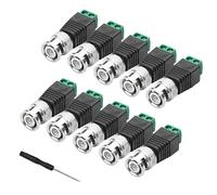 MEIRIYFA Lot de 10 adaptateurs BNC mâle Balun BNC vers Cat5e BNC mâle vers 2 bornes à vis - Adaptateur sans soudure pour surveillance de sécurité CCTV Coax Cat5/6 vers BNC