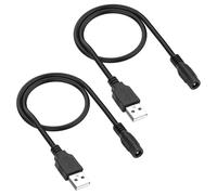 MEIRIYFA Lot de 2 câbles de charge USB 2.0 A vers DC 5,5 x 2,1 mm femelle vers USB type A mâle pour ordinateur portable, PC, téléphones, lecteur DVD (2 pièces, 0,3 m)