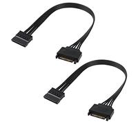 MEIRIYFA Lot de 2 câbles d'extension d'alimentation SATA 15 broches mâle vers femelle 18 AWG pour disques durs, SATA, HDD, SSD 30 cm