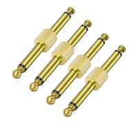 MEIRIYFA Lot de 4 connecteurs de pédale de guitare - 6,35 mm - Coupleur d'effets mono mâle vers mâle - Adaptateur audio pour guitare électrique - Doré