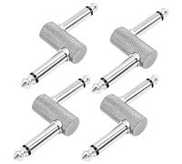 MEIRIYFA Lot de 4 connecteurs de pédale de guitare type Z 6,35 mm 1/4" - Coupleur d'effet mono mâle vers mâle - Adaptateur convertisseur audio pour guitare électrique - Argenté