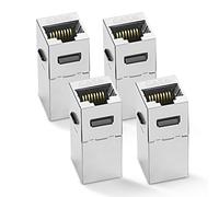 MEIRIYFA Lot de 4 coupleurs en ligne RJ45 Cat6 blindés Ethernet Cat 6 femelle vers femelle Keystone Jack 1000 Mbps 8P8C Connecteur modulaire droit pour câble réseau Cat6A/6/5e/5 Argenté