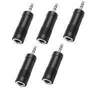 MEIRIYFA Lot de 5 adaptateurs stéréo pour casque 6,35 mm vers 3,5 mm, prise TRS mâle 3,5 mm vers prise jack femelle 6,35 mm, pour casque, amplificateur, haut-parleur, noir