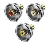 MEIRIYFA RCA Panel Mount Connectors, Prise RCA vers Jack Coupleur Adaptateur Rond Filetage intégré Fixé pour Audio Vidéo Haut-parleur phono Amplificateur (3 pièces) (Argent)