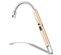 MEIRUBY Briquet électrique à arc rechargeable par USB pour bougie de camping, barbecue, cadeau de Noël et d'anniversaire pour homme et femme (doré)