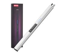 MEIRUBY Briquet électrique, Cadeaux d'anniversaire pour Femme, Homme, Épouse et Sœur, Arc USB, Rechargeable et Coupe-Vent, Long Briquet pour Bougie Barbecue, Argent