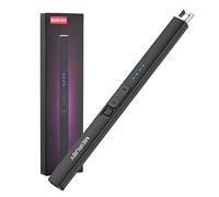 MEIRUBY Briquet électrique, Cadeaux d'anniversaire pour Femme, Homme, Épouse et Sœur, Arc USB, Rechargeable et Coupe-Vent, Long Briquet pour Bougie Barbecue, Noir