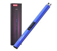 MEIRUBY Briquet électrique, Cadeaux d'anniversaire pour Femme, Homme, Épouse et Sœur, Arc USB, Rechargeable et Coupe-Vent, Long Briquet pour Bougie Barbecue, Bleu