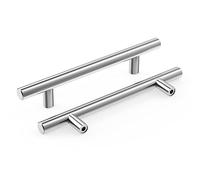 Meisax Lot de 10 poignées de meuble en acier inoxydable - Taille moyenne (distance entre les trous : 128 mm)