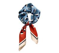 MEISEE Écharpe carrée 100% pure soie de mûrier 68,6 x 68,6 cm - Avec emballage cadeau, Bleu + orange., 27in