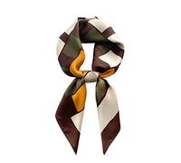 MEISEE Écharpe carrée 100% pure soie de mûrier 68,6 x 68,6 cm - Avec emballage cadeau, Grille de couleur café jaune, 27in