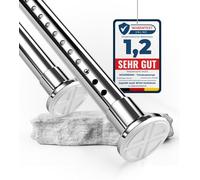 MEISENBERG Barre de Douche Extensible, 210-260 cm, Argent Inox, Ø 32 mm, Tringle Rideau Extensible Sans Percage pour Rideaux, Salle de Bain, Ouvertures de Porte et Armoire