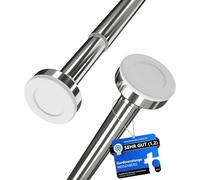MEISENBERG Lot de 2 Tringles à Rideaux Extensibles 90-160 cm, Gris - Barre De Douche Sans Percage, Télescopique à Tension pour Fenêtres, Salle de Bain, Armoire, Balcon - Acier Inoxydable, Ø25mm