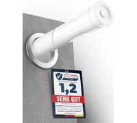 MEISENBERG Tringle Rideau Sans Percage, 90-160 cm, Blanc, Ø 25 mm, Barre de Douche Extensible pour Rideaux, Salle de Bain, Ouvertures de Porte et Armoire