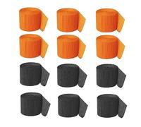 MEISH Lot de 12 rouleaux de papier crépon noir orange pour Halloween, décorations à suspendre pour anniversaire, Halloween, jour de la mort