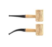 MEISH Lot de 2 pipes à tabac en épi de maïs avec tige droite et courbée en forme d'épi de maïs en bois pour fumer
