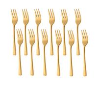 Meisha Petit Parish Collection Harley Fourchettes à thé, Lot de 12 en Acier Inoxydable, Accessoires de Cuisine pour la fête de Mariage pour Salade, apéritif, Fruit en Or