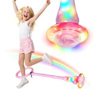 MEISHANG Roue swing avec roue lumineuse, anneau de saut clignotant pour enfants, anneau de saut clignotant, balle de saut clignotante, balle de saut flash pliable, ballon de saut clignotant (rose/A)