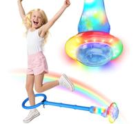 MEISHANG Roue swing avec roue lumineuse, anneau de saut clignotant pour enfants, balle de saut clignotante, 62 cm, Bleu/A