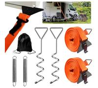 MEISHANG Sangles D'arrimage Auvent Camping Car,Sangle Anti Tempete pour Auvent,Auvents, écrans, Accessoires Camping-Car,Sangle Auvent Camping Car avec Crochets Fixes*2,Raccords à Ressort *2