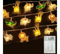 Meision Guirlande lumineuse à piles - Guirlande lumineuse décorative pour chambre d'enfant - Avec minuterie 8/16 - Fonctionne avec piles + 1,5 m - 10 LED - Pour chambre de bébé, fête d'anniversaire