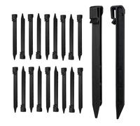 Meision Lot de 20 piquets d'ancrage en Plastique - 25 cm - Bordure de pelouse - en Plastique Robuste - Convient pour Les sols Souples dans Les pelouses et Les Jardins - Anthracite