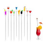 MEISO 10 Pièces Bâtonnets de Cocktail, 23cm Agitateur Cocktail, Acrylique Agitateurs de Cocktail Réutilisables Agitateurs de Boissons, Coloré Touillette Cocktail pour Bar Party