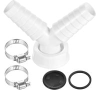 MEISO Raccord Double Evacuation Machine a Laver et Tuyau Evacuation Lave Vaisselle, Adaptateur Y 1 Pouce, Tuyau de Vidange avec Entrée 19-24 mm, Sortie DN 25, Avec 2 Collier de Serrage