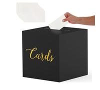 MEISO Urne Carton Merci, Boîte à Cartes de Mariage en Papier, Boîte à Enveloppe de Cartes, avec 10 Cartes Vierges, pour Mariage Fête Anniversaire et Reuion Reception (Noir)
