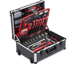 Meister 238 pièces - ensemble d'outils - avec roues - manche télescopique/mallette à outils professionnelle remplie/boîte à outils mobile sur roues/boîte à outils complète avec outils/ 8971480