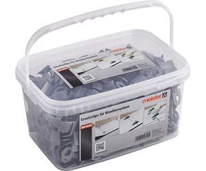 Meister 4423200 Lot de 400 clips de rechange pour système de nivellement - Dans un seau - Épaisseur de carrelage 7-15 mm/Aide au nivellement de carrelage avec languette de traction/Aide à la pose