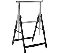 Meister 5258110 Tréteau en métal pliable Hauteur de travail variable de 800 à 1300 mm 7 niveaux de réglage de la hauteur avec crochets à cliquet et support en métal