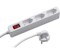 Meister 7430140 Multiprise Euro 3 prises avec câble de 1,4 m Blanc Câble en plastique IP20 Intérieur Commutateur extra-plat Type Euro Prise européenne, 7430140