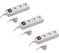 Meister 7430590 Multiprise 3 Prises - Câble de 1,4 m - Blanc - avec Interrupteur - IP20 Intérieur/Multiprise/Multiprise/Prise de Table/Tido 3 Prises