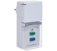 Meister 7474190 Adaptateur de protection individuelle 3600 W avec prise Schuko avec circuit de test et bouton de réinitialisation IP44 extérieur / fiche de protection des personnes / protection du courant d'erreur / prise PRCD