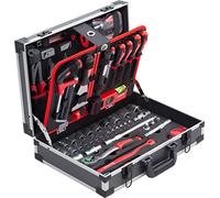 Meister 8971470 Mallette à outils solide en aluminium 131 pièces pour la maison, le garage et l'atelier, remplie professionnellement, boîte à outils complète avec outils