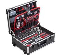 Meister 8973740 Mallette à outils 230 pièces - Avec roulettes - Poignée télescopique/Mallette à outils professionnelle remplie/Caisse à outils mobile sur roulettes/Boîte à outils complète avec