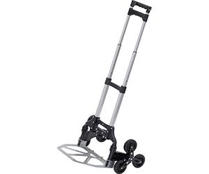 Meister 8985840 Diable à marches - Charge maximale : 80 kg - 3 x 3 escaliers - Pliable avec Roues - Poignée réglable en Hauteur sur Trois Niveaux - en Aluminium - Diable à Main pour Cage d'escalier -
