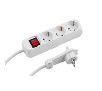 Meister Barrette multiprises avec des fiches plates, 6 fois, 2 m, blanc, commutateurs, IP20