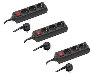 Meister Bloc multiprise 3 Prises et 3 Prises de 1,4 m - Câble Noir en Plastique - IP20 - Interrupteur intérieur - Multiprise - Multiprise - Prise de Table - Tido 3 Prises - 7430600-250 V - Noir