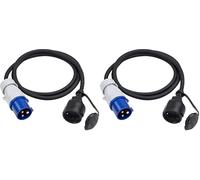 Meister Câble Adaptateur CEE - 1,5 m de câble - Prise et fiche CEE - Câble en Caoutchouc Robuste H07RN-F3G 2,5 mm2 - 16 A/230 V - IP44 Extérieur/Camping/Adaptateur, 7425300 (Lot de 2)