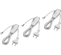 Meister Câble d'alimentation Euro avec Interrupteur - 2 m - Blanc - Lot de 3 dans Un kit Pratique - Câble en Plastique H03VVH2-F2X0,75-2 Fils - IP20 / câble de raccordement avec fiche Euro/câble de