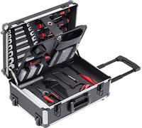 Meister Chariot à outils 129 pièces - Kit d'outils - Avec roulettes - Poignée télescopique/Boîte à outils professionnelle remplie/Boîte à outils mobile sur roulettes/Boîte à outils complète avec