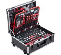 Meister Chariot à outils 156 pièces - Ensemble d'outils - Avec roulettes - Poignée télescopique / Mallette à outils professionnelle remplie / Boîte à outils roulante / 8971440