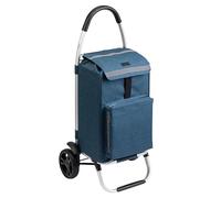 Meister Chariot de Courses Bleu 54 + 5 l - Chariot de Courses Pliable avec Grands pneus et Compartiment Isotherme - Sac Amovible imperméable - avec Suspension pour Chariot de Courses