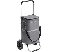 Meister Chariot de Courses Gris - Sac de Courses Pliable de 45 l avec Sac | Sac de courses pliable avec sac isotherme et pneus pneumatiques - Sac amovible résistant à la pluie - Avec suspension pour